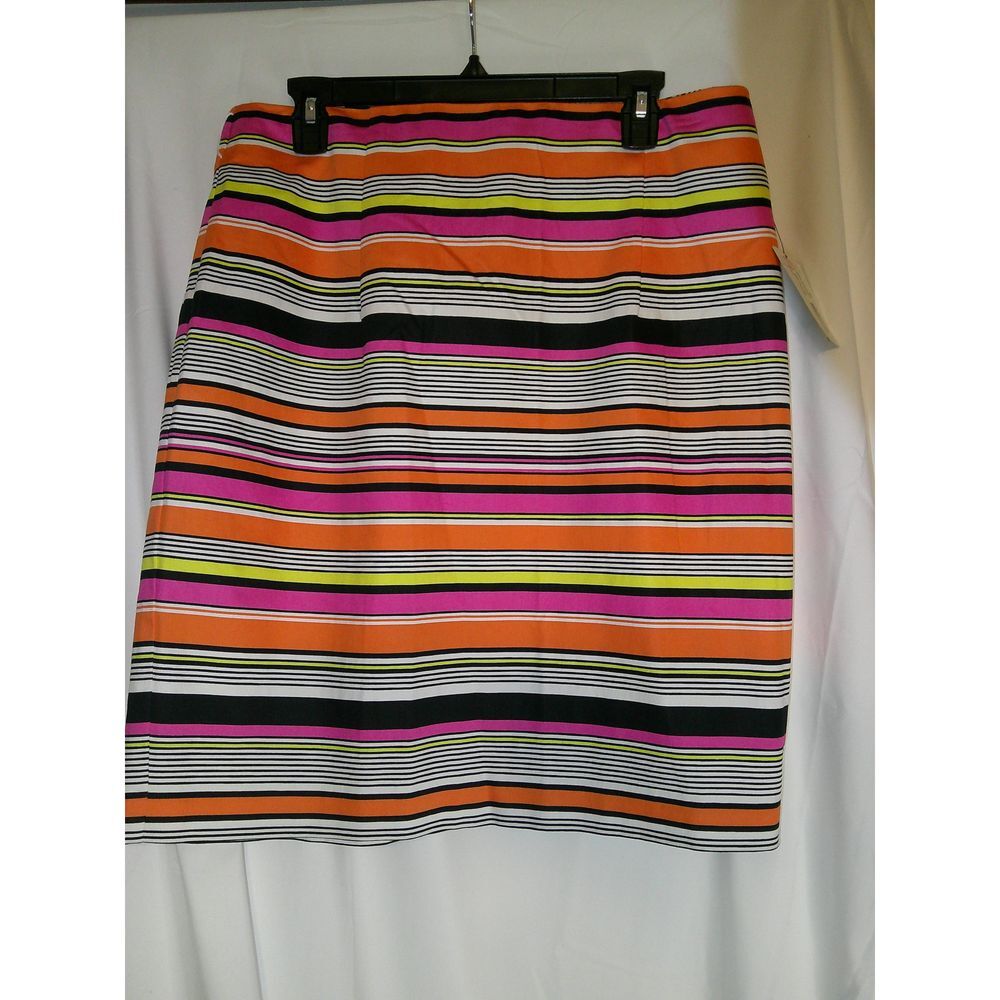 Worthington Vibrant Multi-Color‎ Striped Pencil Skirt Cameron Stripe Pattern NWT